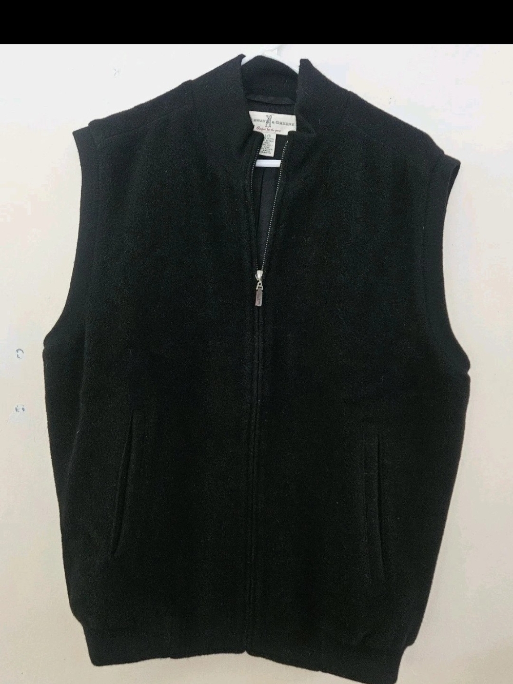 Fairway & Greene Men Large Wool Alpaca Full Zip Golf Vest Black Peru Luxury